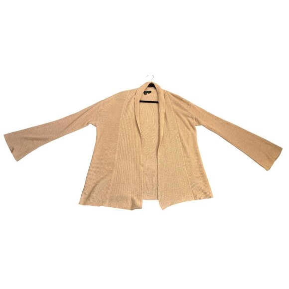 Lauren Ralph Lauren Tan 100% Linen Bell Sleeve Open Front Cardigan Size M GUC - Picture 1 of 8